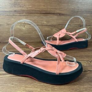 JIL SANDER Pink Leather Medallion Platform Sandals Women’s Size 6.5 (36.5)